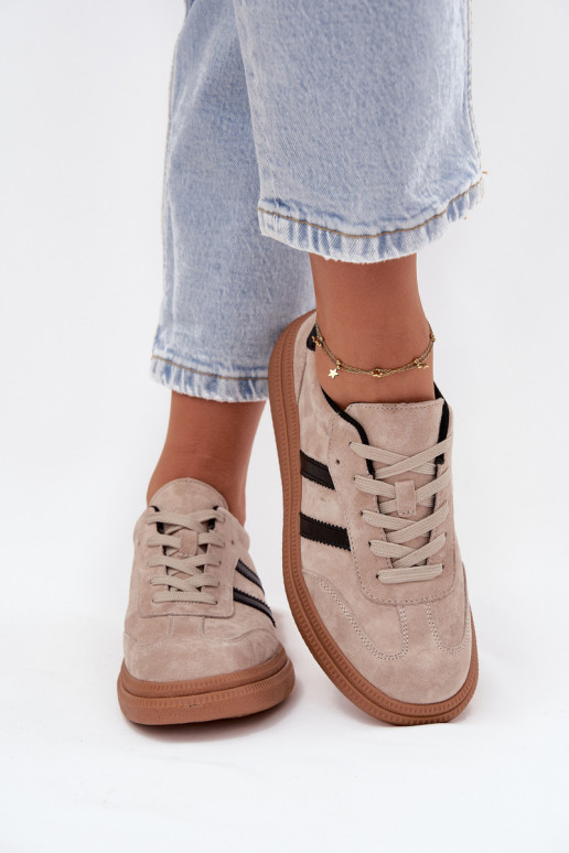 dalla pelle scamosciata Scarpe modello sneakers Femminile con una piattaforma beige Elivienne