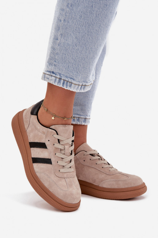 dalla pelle scamosciata Scarpe modello sneakers Femminile con una piattaforma beige Elivienne