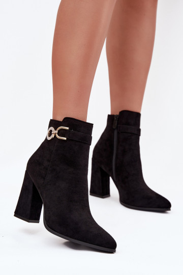 Eko Stivali con tacco in pelle scamosciata con ornamenti colore nero Lymall 2