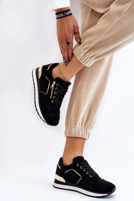 dalla pelle scamosciata scarpe da ginnastica con una piattaforma colore nero Riverside