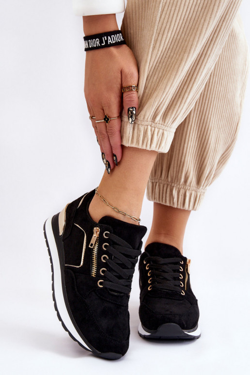 dalla pelle scamosciata scarpe da ginnastica con una piattaforma colore nero Riverside