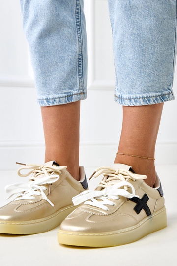 Sneaker dorate con piattaforma e inserti neri Eriksen