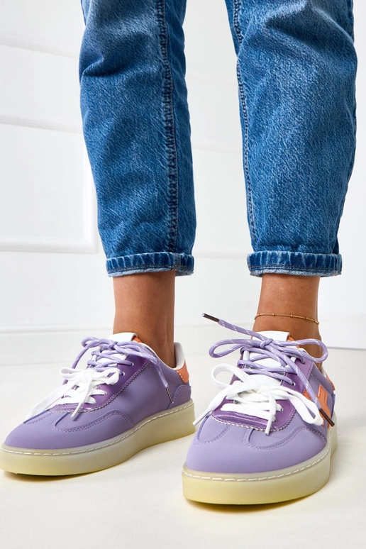 Sneaker viola con piattaforma e...