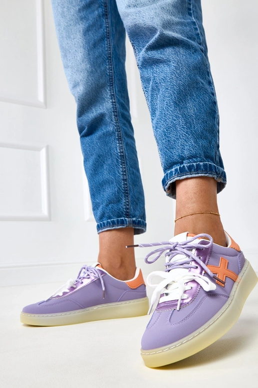 Sneaker viola con piattaforma e...