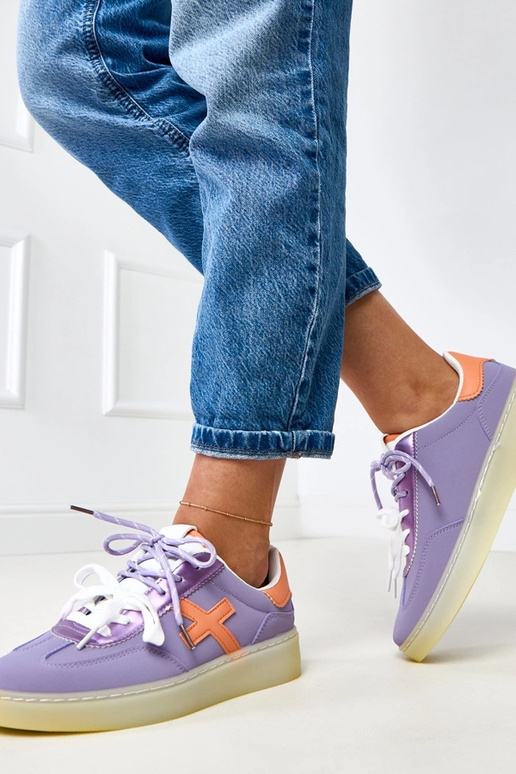 Sneaker viola con piattaforma e...