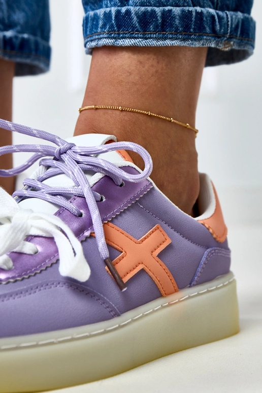Sneaker viola con piattaforma e...
