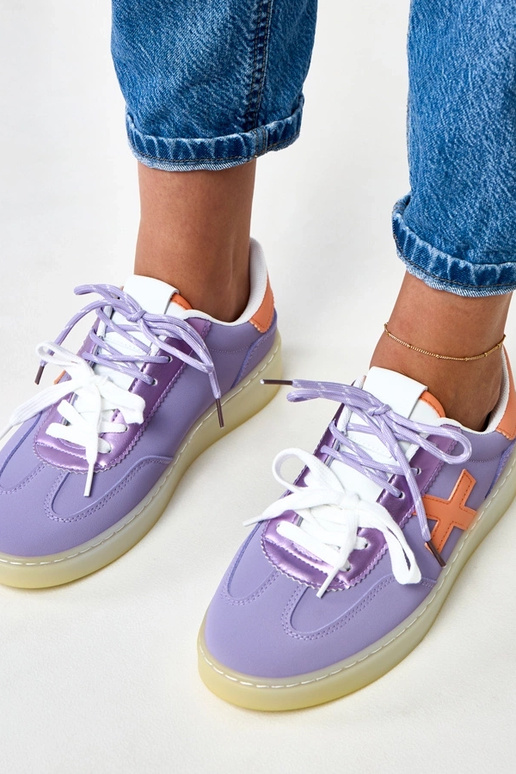 Sneaker viola con piattaforma e...