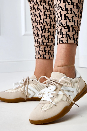 Scarpe sportive in tessuto sabbia stile tennis con inserto bianco Malkan 2