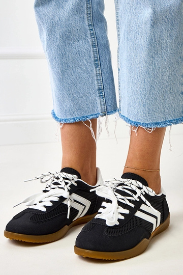 Scarpe sportive in tessuto nere stile tennis con inserto bianco Malkan
