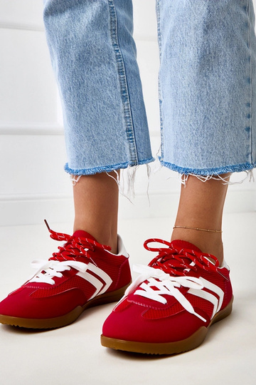 Scarpe sportive in tessuto rosse stile tennis con inserto bianco Malkan