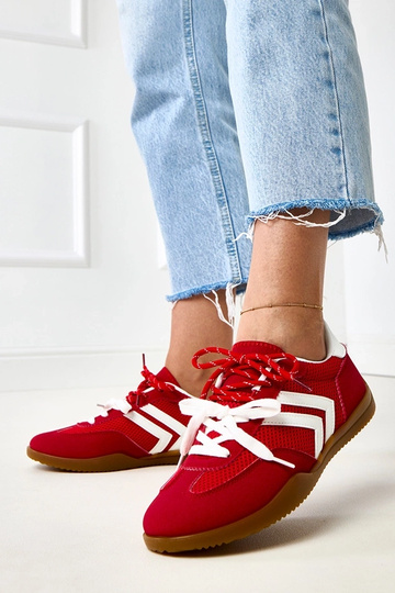 Scarpe sportive in tessuto rosse stile tennis con inserto bianco Malkan 2