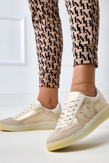 Scarpe sportive sabbia con zeppa e motivo dorato Izabell 2
