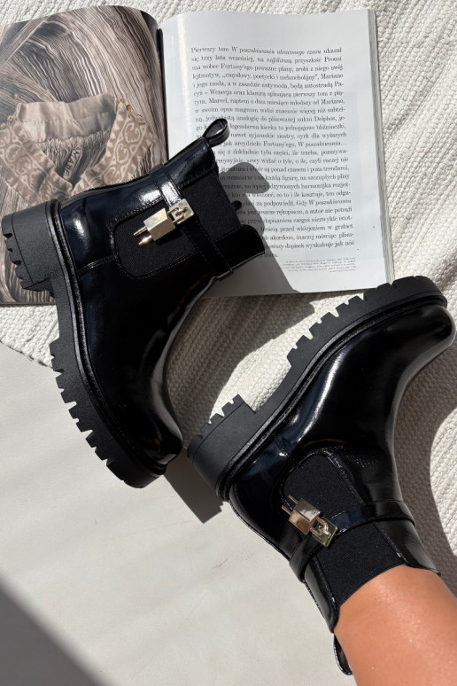 con effetto vernice stivali alla moda riscaldamento Ze colore doratom Detalem colore nero Talyra