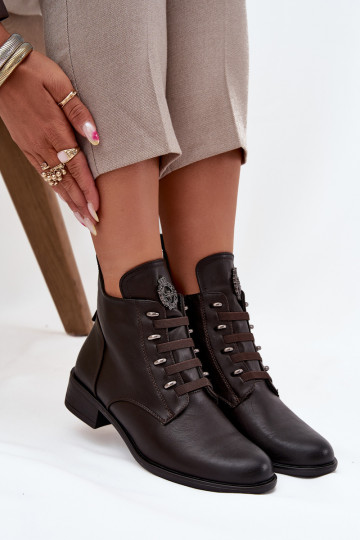 Basso Stivali riscaldamento Al Castello con ornamenti colore marrone Nevalia 2