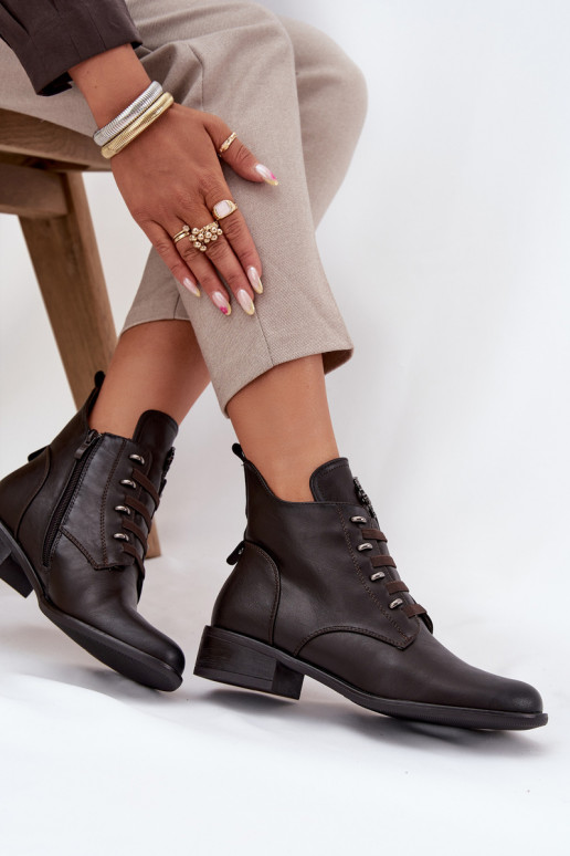 Basso Stivali riscaldamento Al Castello con ornamenti colore marrone Nevalia Basso Stivali riscaldamento Al Castello con ornamenti colore marrone Nevalia