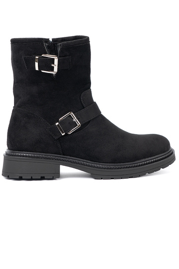 NoAoczesne colore nero scarpe ze argentomi klamrami 2