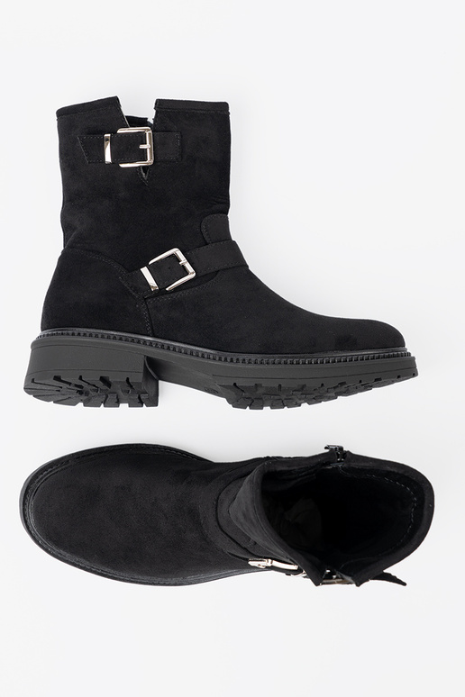 NoAoczesne colore nero scarpe ze argentomi klamrami NoAoczesne colore nero scarpe ze argentomi klamrami