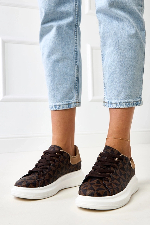 Sneakers marroni con platform e... Sneakers marroni con platform e...