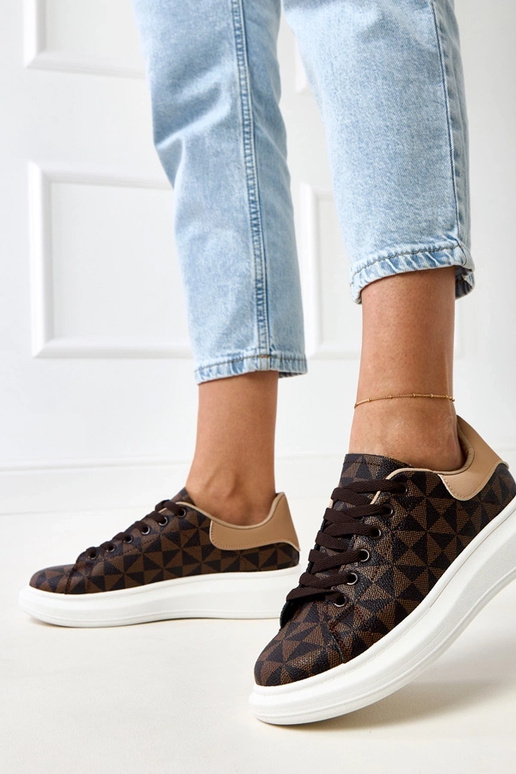 Sneakers marroni con platform e... Sneakers marroni con platform e...