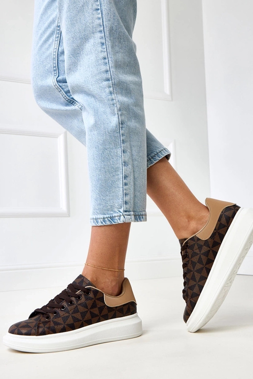 Sneakers marroni con platform e... Sneakers marroni con platform e...