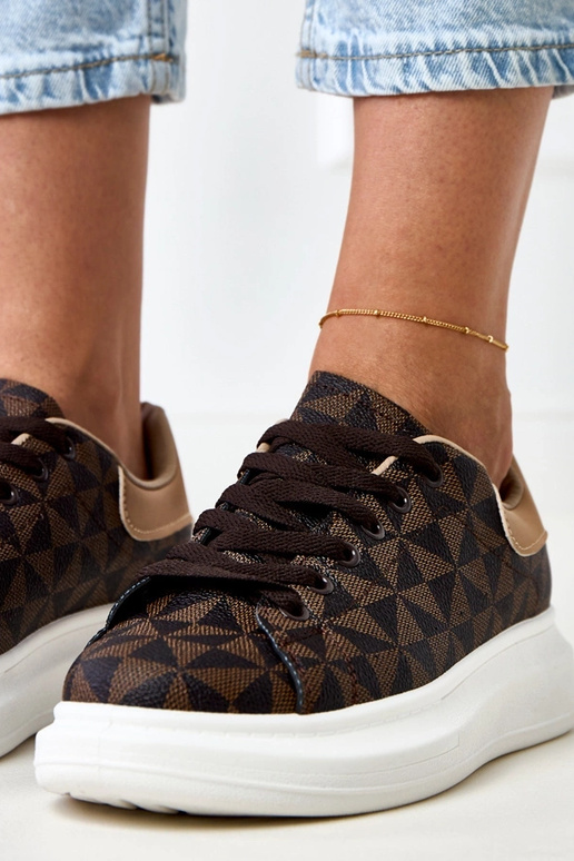 Sneakers marroni con platform e... Sneakers marroni con platform e...