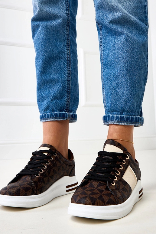 Sneakers marroni con platform e... Sneakers marroni con platform e...