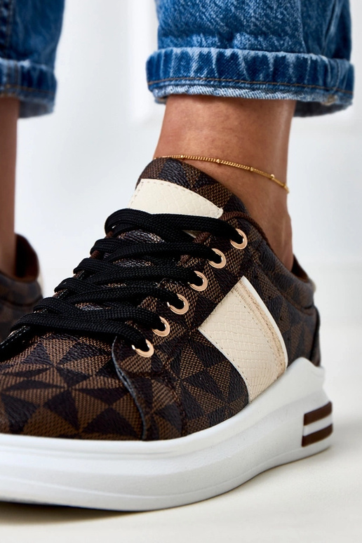 Sneakers marroni con platform e... Sneakers marroni con platform e...