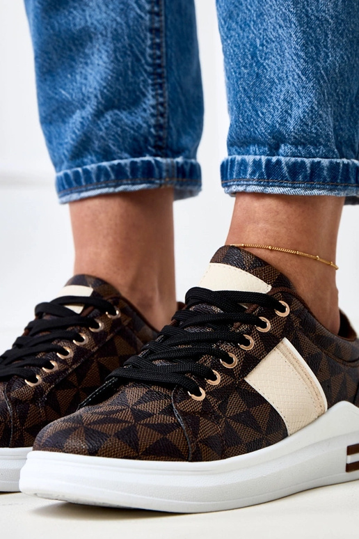 Sneakers marroni con platform e... Sneakers marroni con platform e...