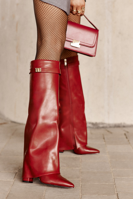 stivali da donna Eko PelleINyAiniętą CholeAką con i tacchi Borgogna Avamora stivali da donna Eko PelleINyAiniętą CholeAką con i tacchi Borgogna Avamora