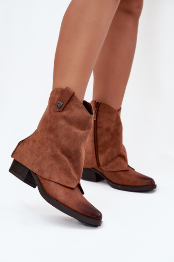 Stivaletti caldi in stile cowboy con tacco marrone Sylvette 2