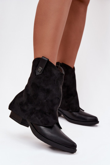 Stivaletti caldi in stile cowboy con tacco neri Sylvette 2