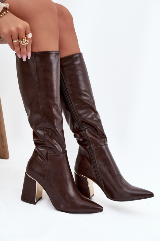 stivali da donna con i tacchi Ze colore doratom Elemento CzekoladoAe Alessine stivali da donna con i tacchi Ze colore doratom Elemento CzekoladoAe Alessine