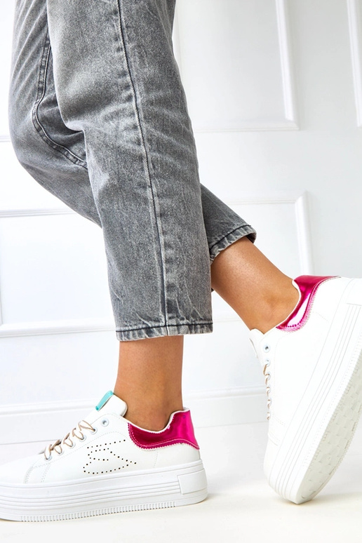 Sneakers bianche con plateau e...