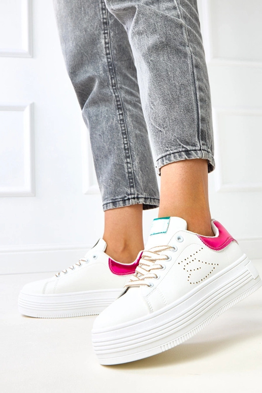 Sneakers bianche con plateau e...