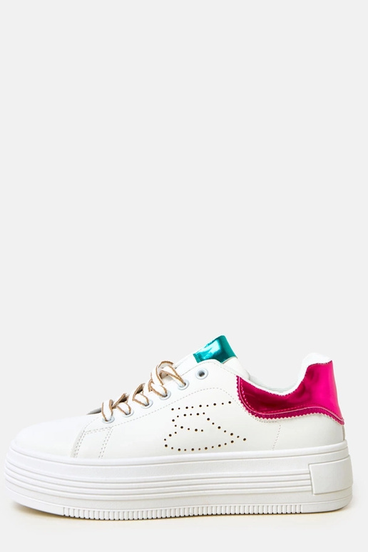 Sneakers bianche con plateau e...