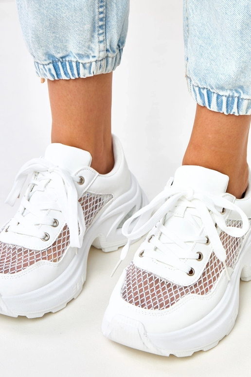 Sneakers bianche con plateau e...