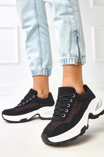 Sneakers nere con plateau e zirconi "Inga"