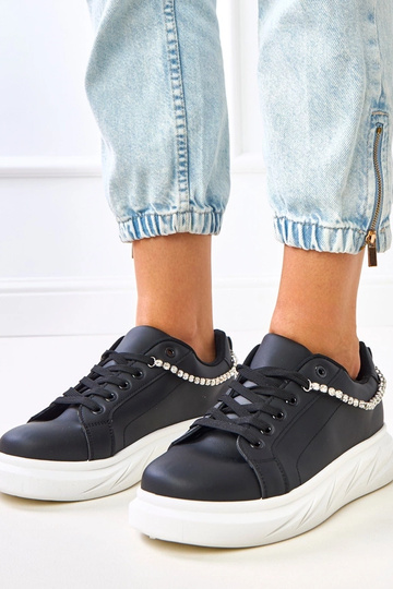 Sneakers nere con plateau e...