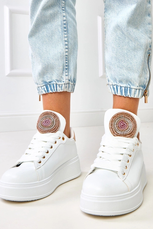 Sneakers bianche con plateau e...