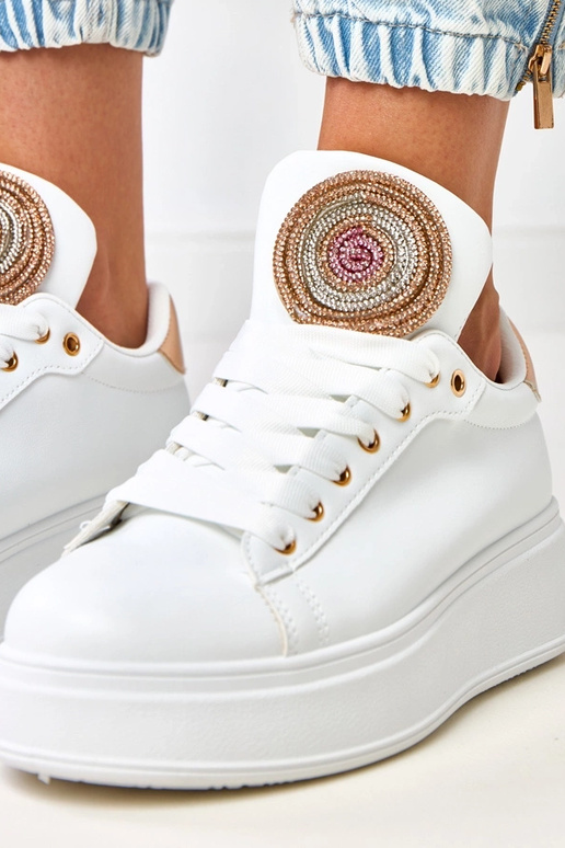 Sneakers bianche con plateau e...