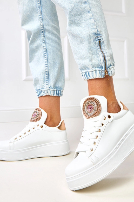 Sneakers bianche con plateau e...