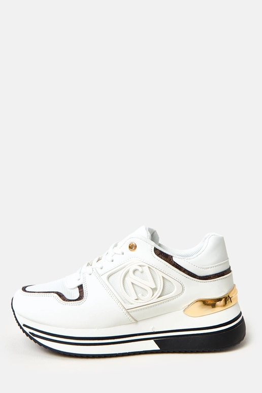 Sneakers bianche e nere con plateau...
