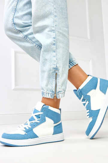 Sneakers alte sopra la caviglia con motivi in denim "Kasna"