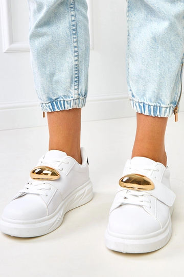 Sneakers bianche con plateau e accento dorato "Melania"