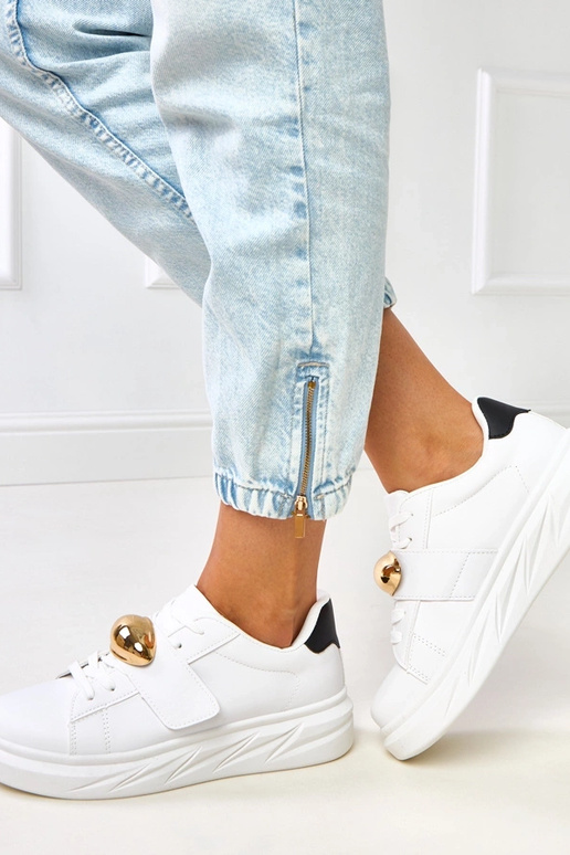 Sneakers bianche con plateau e...