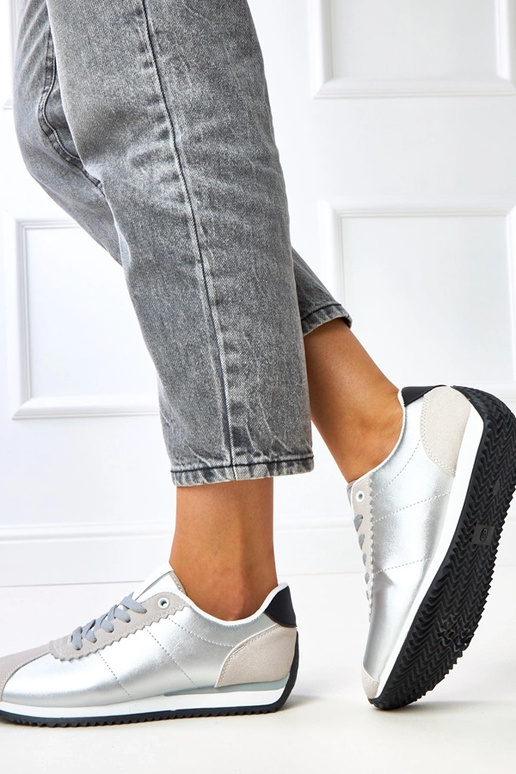 Scarpe sportive argento con inserto...