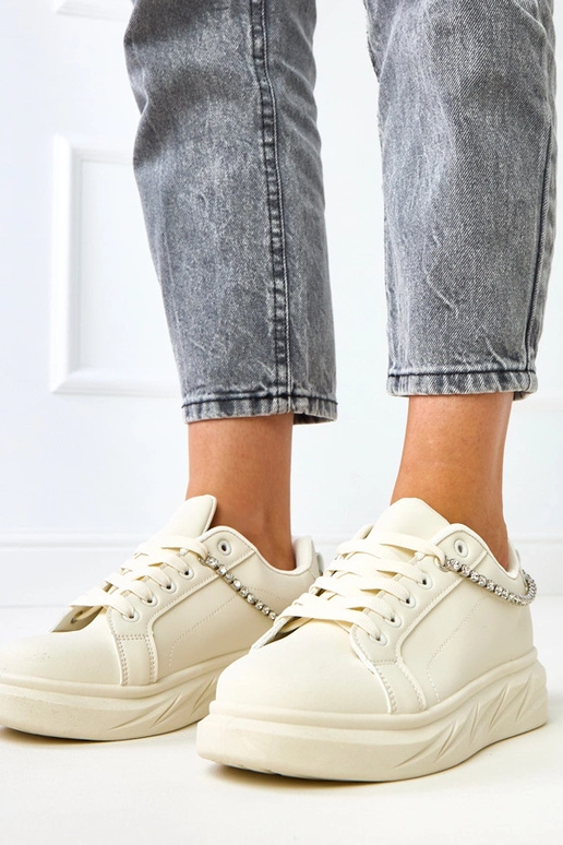 Sneakers sabbia con plateau e catena...