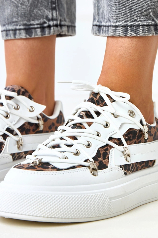 Sneakers bianche con plateau e motivo...