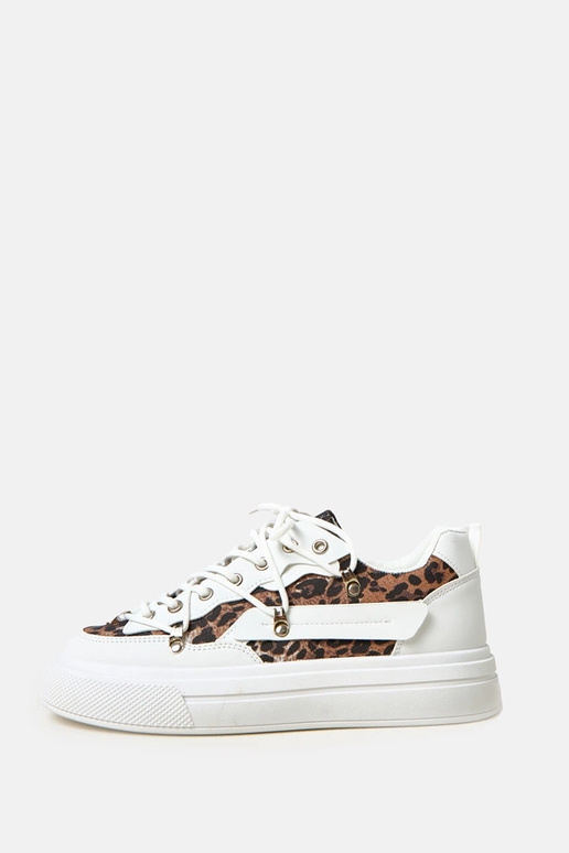 Sneakers bianche con plateau e motivo...