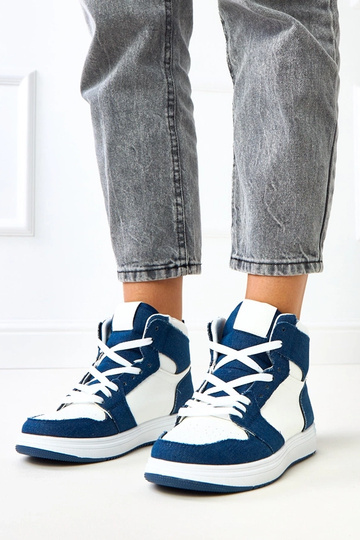 Sneakers alte sopra la caviglia con motivo in denim scuro "Kasna"
